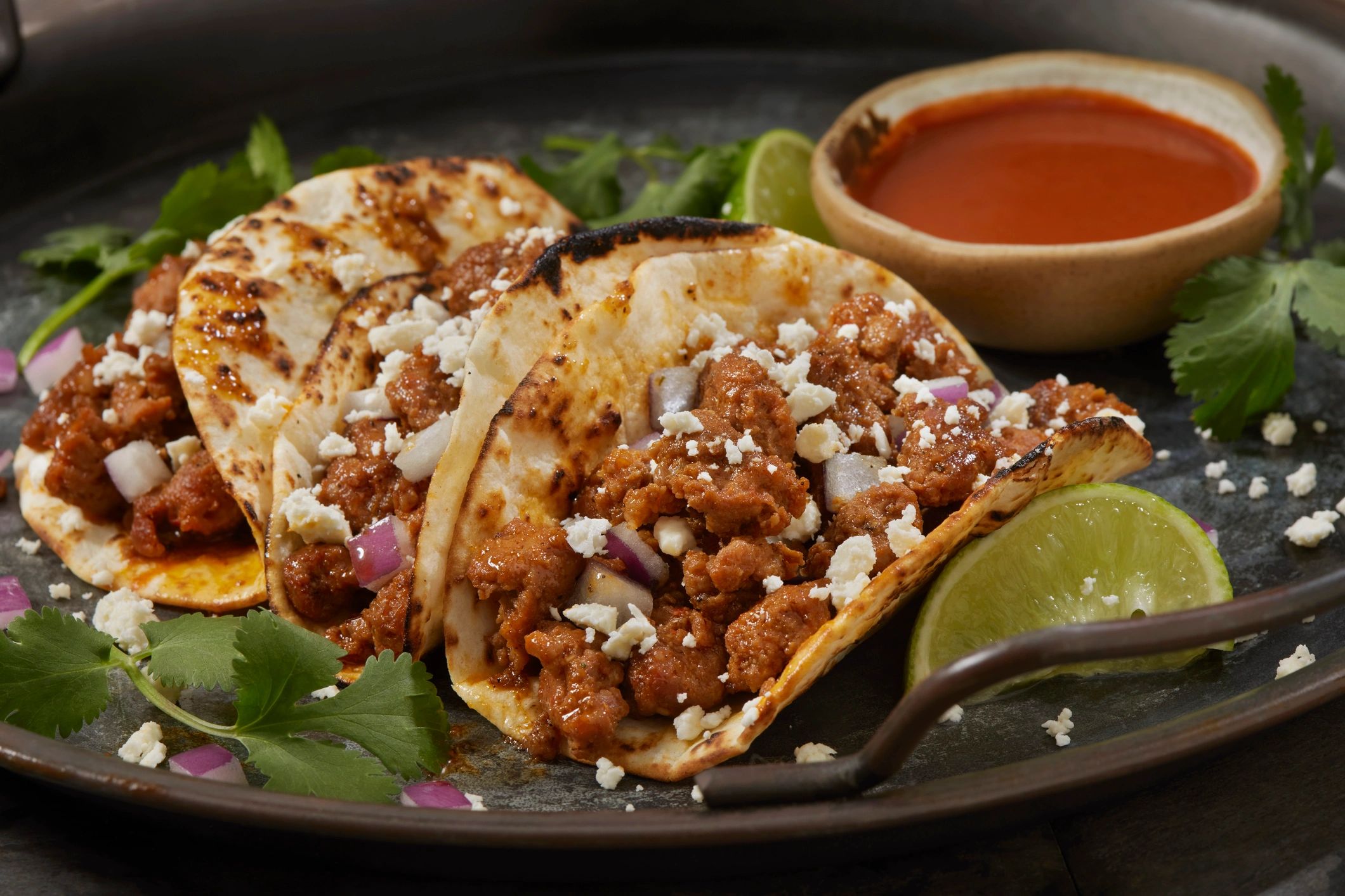 Street tacos with fresh toppings